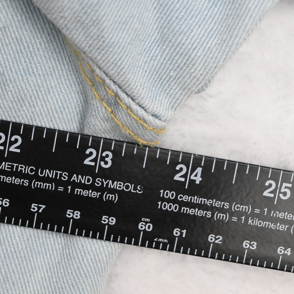 Distressed Denim Trucker Jacket Mens XL Light Blue Ripped Frayed Streetwear - Picture 4 of 6